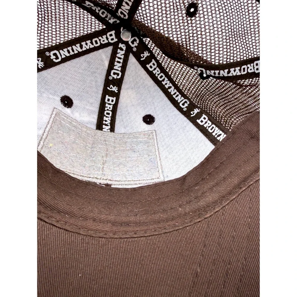 Browning Camo Trucker Hat Mens Realtree Edge American Flag Patch Snapback Cap - Picture 7 of 12